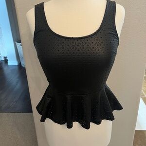 Lush Faux Leather Peplum Top